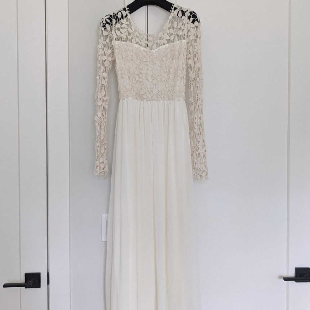 Off white, crochet top maxi dress